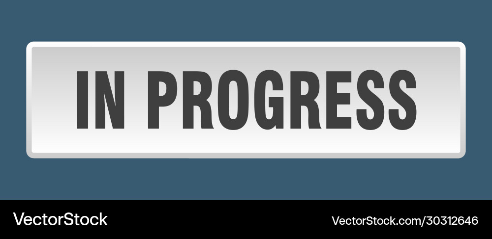In progress button square white push vector image