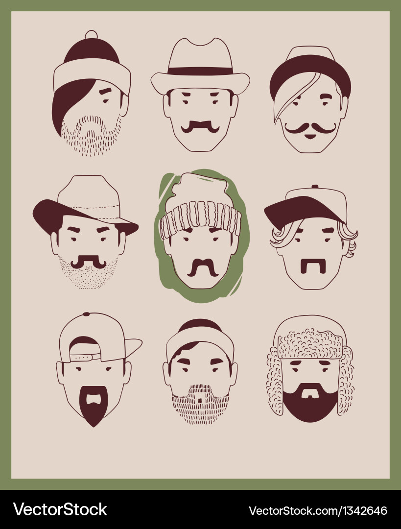Man with Beard and Hat Vector Image