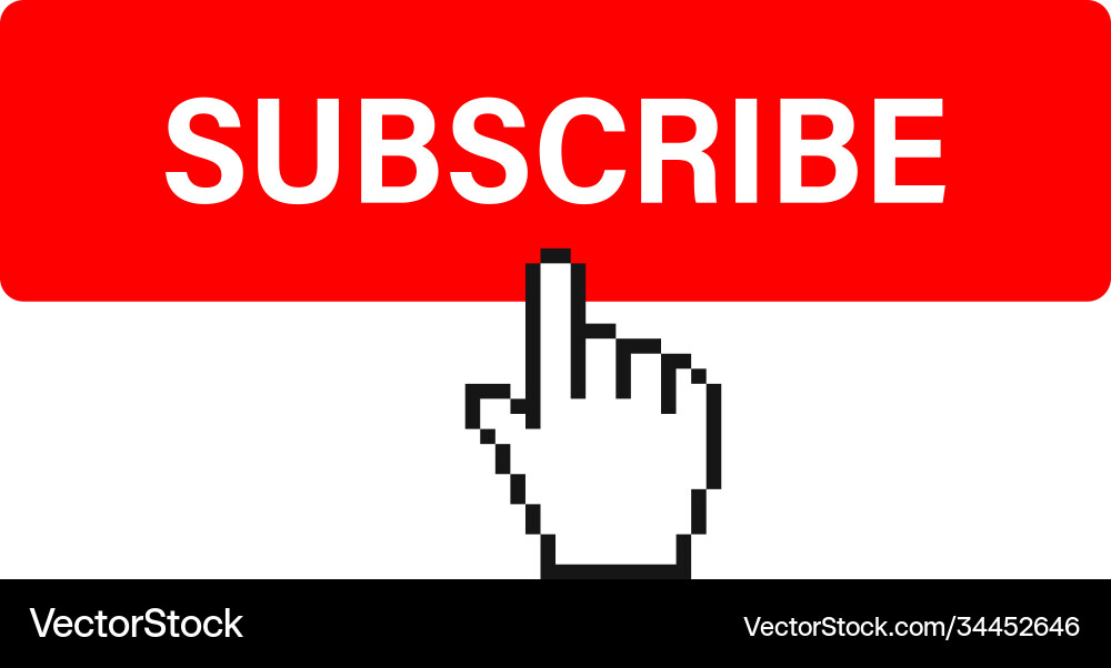 Subscribe channel red button with mouse arrow Vector Image