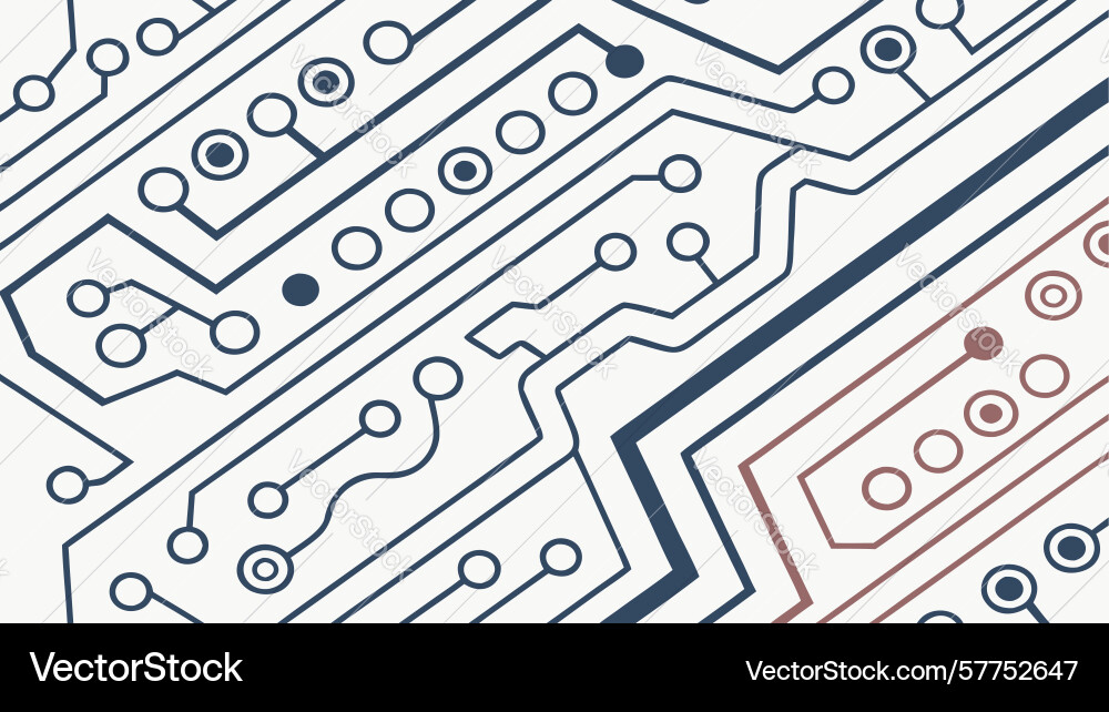 Abstract circuit board layout with circular vector image