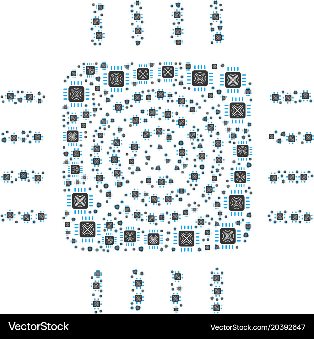 Asic processor icon composition Vector Image