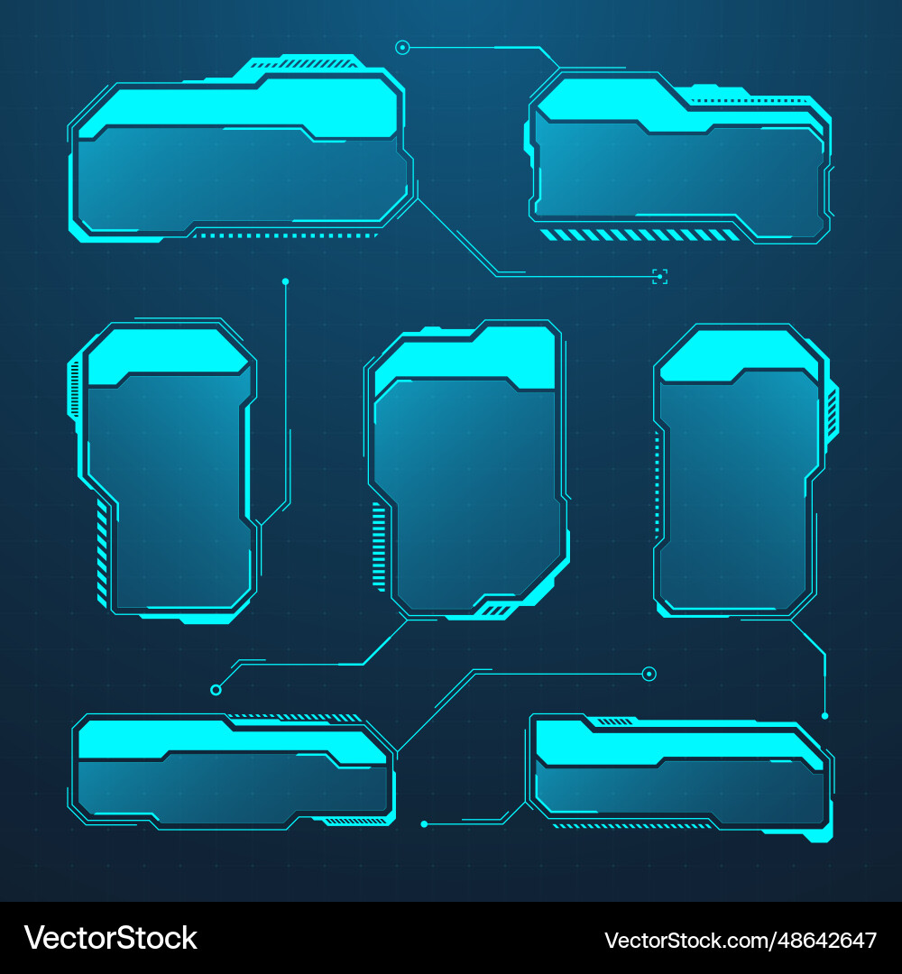 Blue futuristic hud or ui elements sci-fi user Blue futuristic hud or ui elements sci-fi user vector image