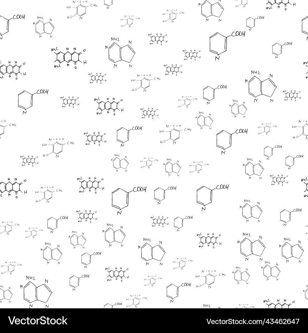 Chemical formulas seamless pattern Chemical formulas seamless pattern Vector Image