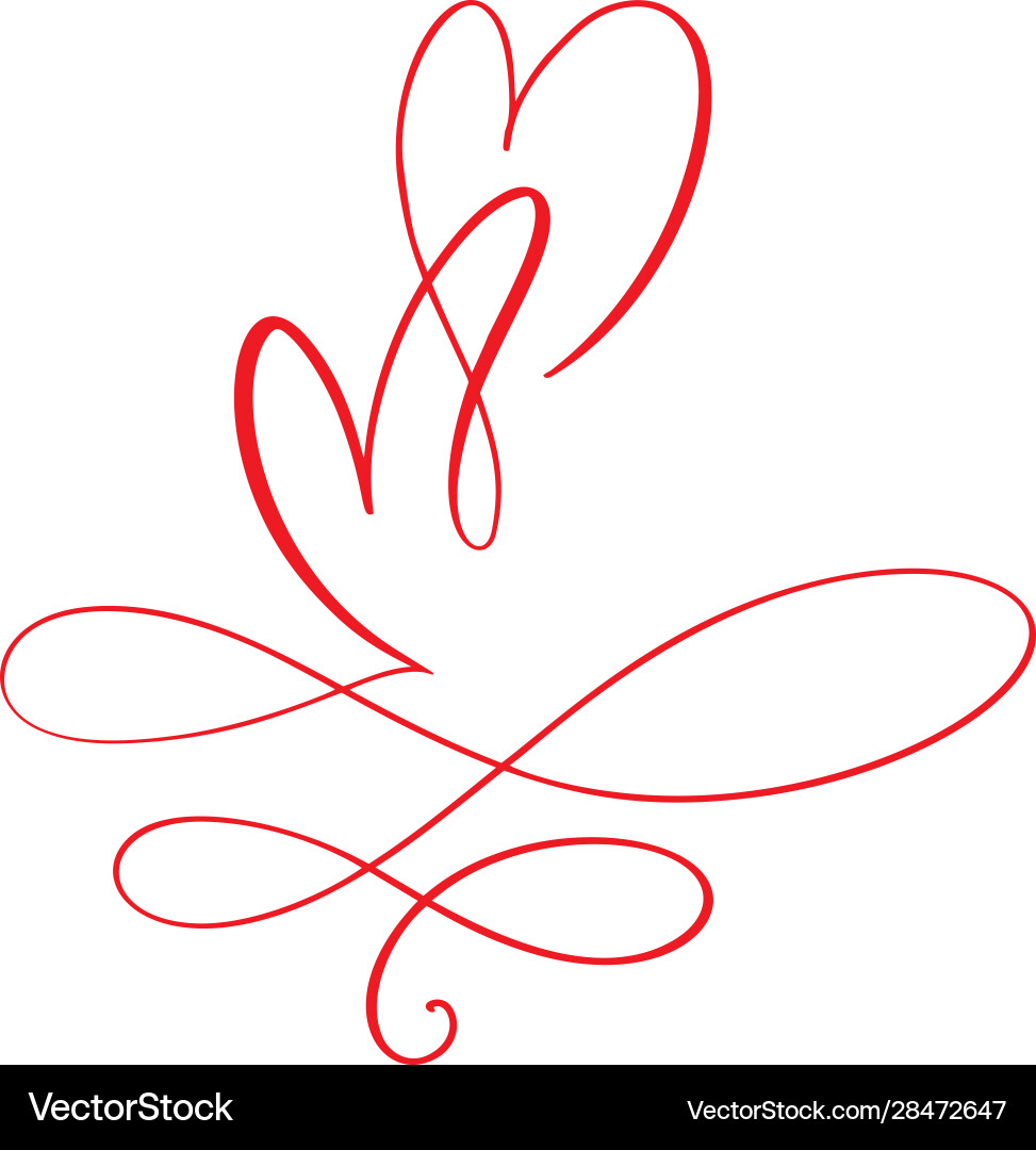 Couple red valentines day hand drawn calligraphic Couple red valentines day hand drawn calligraphic vector image