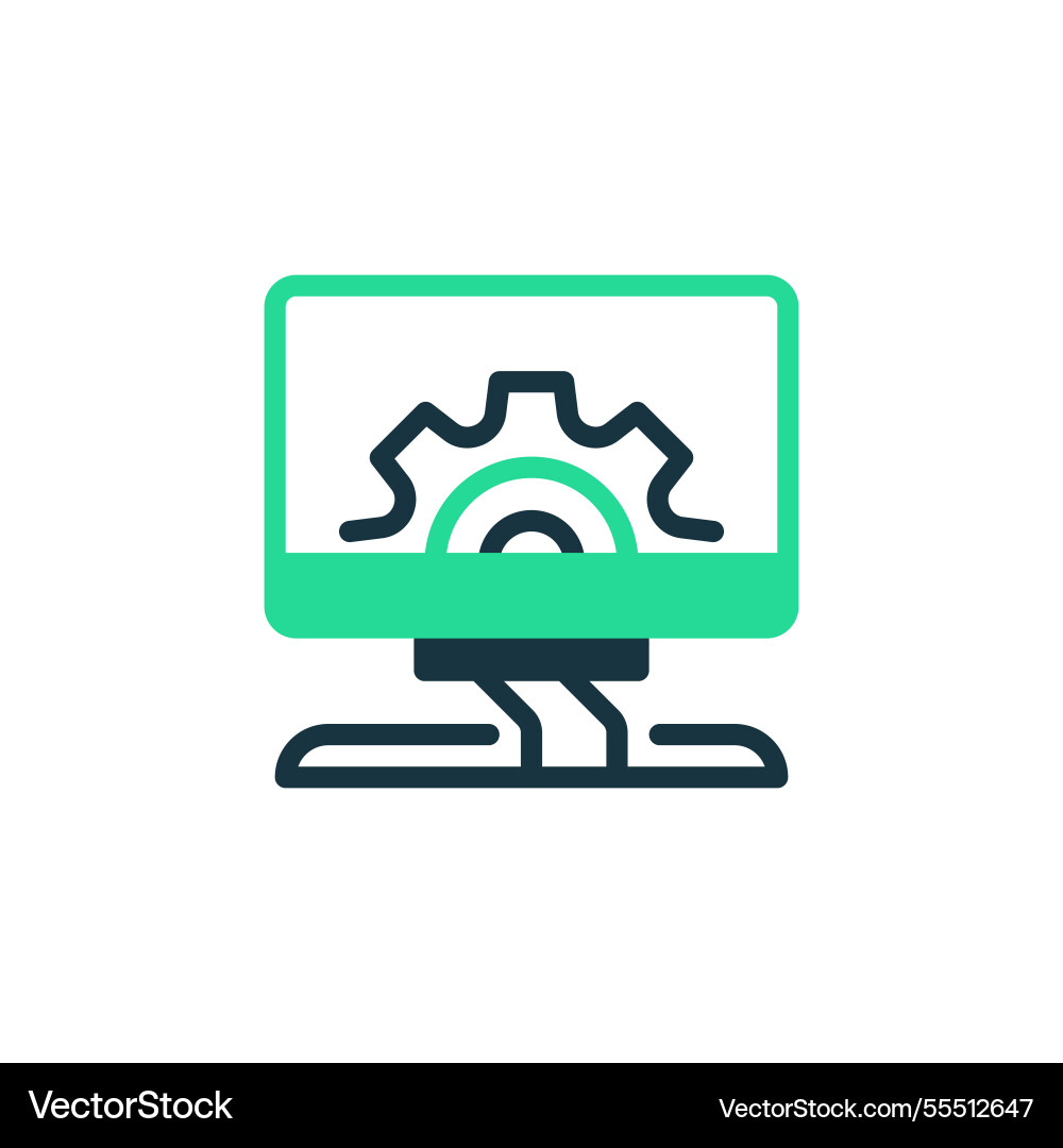 Dekstop computer two tone color icon linear style Dekstop computer two tone color icon linear style Vector Image