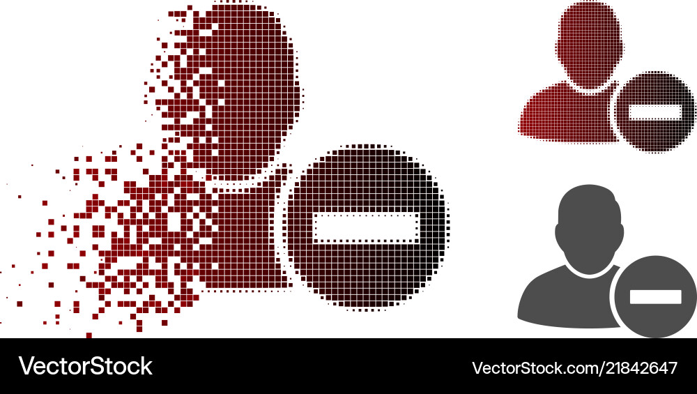 Dispersed Remove User Icon - Pixelated Vector Image