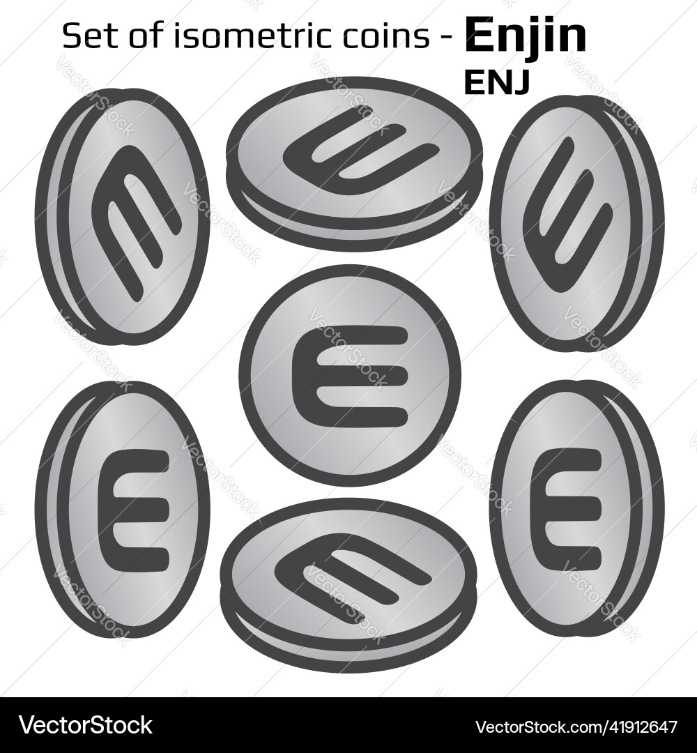 Enjin enj set of simple coins in isometric view vector image