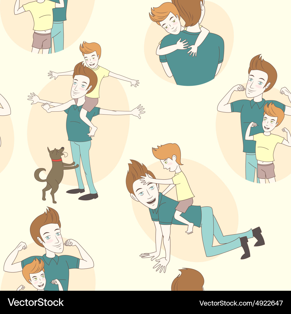 Festive seamless doodle pattern for fathers day Vector Image