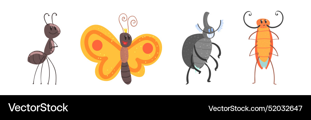 Funny insect character with smiling face Funny insect character with smiling face vector image