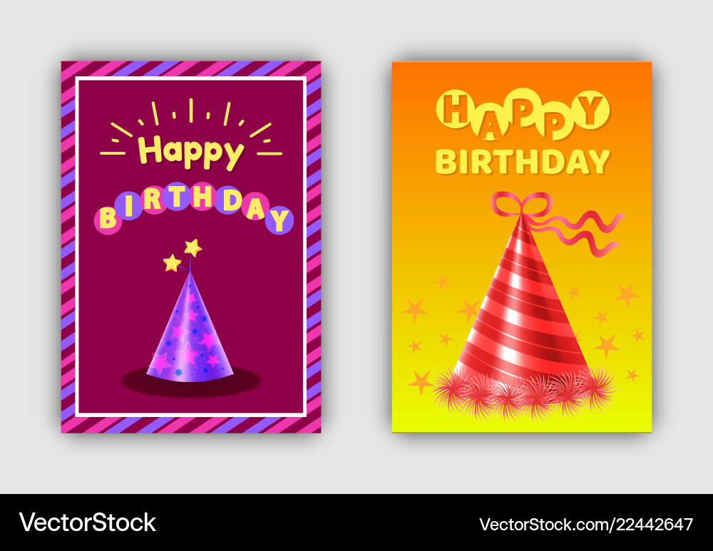 Happy birthday postcards set Happy birthday postcards set vector image