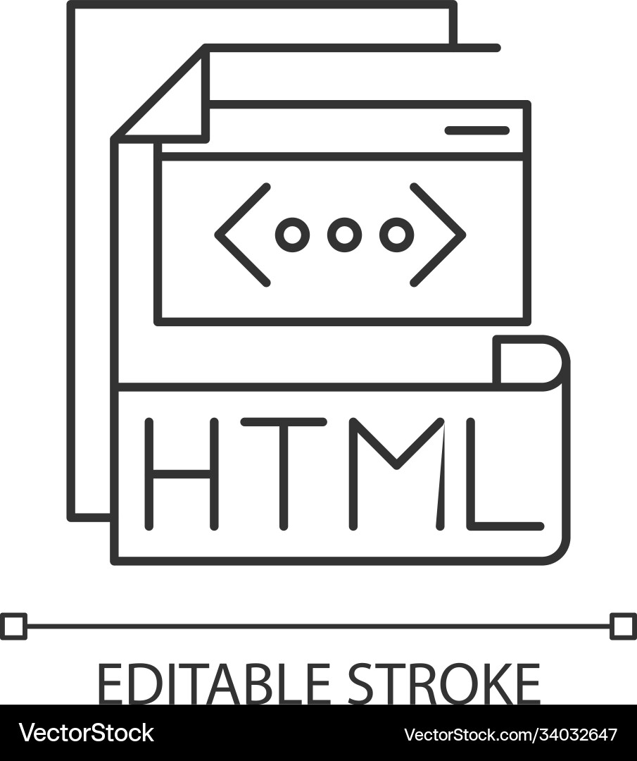 Html file pixel perfect linear icon vector image