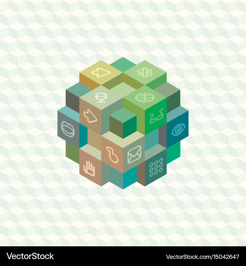 Isometric projection infographic array of cubes Vector Image