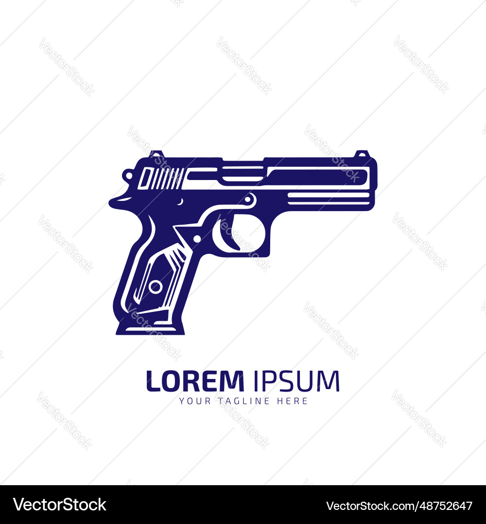 Minimal and abstract logo of gun icon pistol Minimal and abstract logo of gun icon pistol vector image