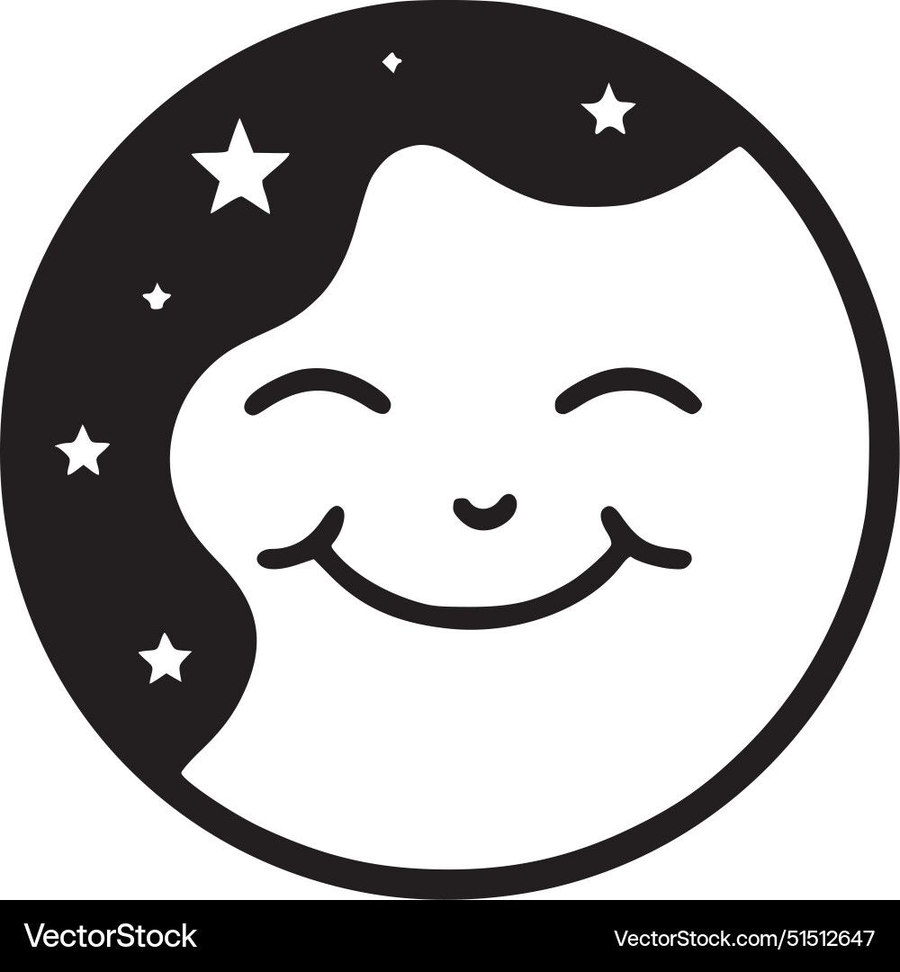 Moon - black and white Royalty Free Vector Image