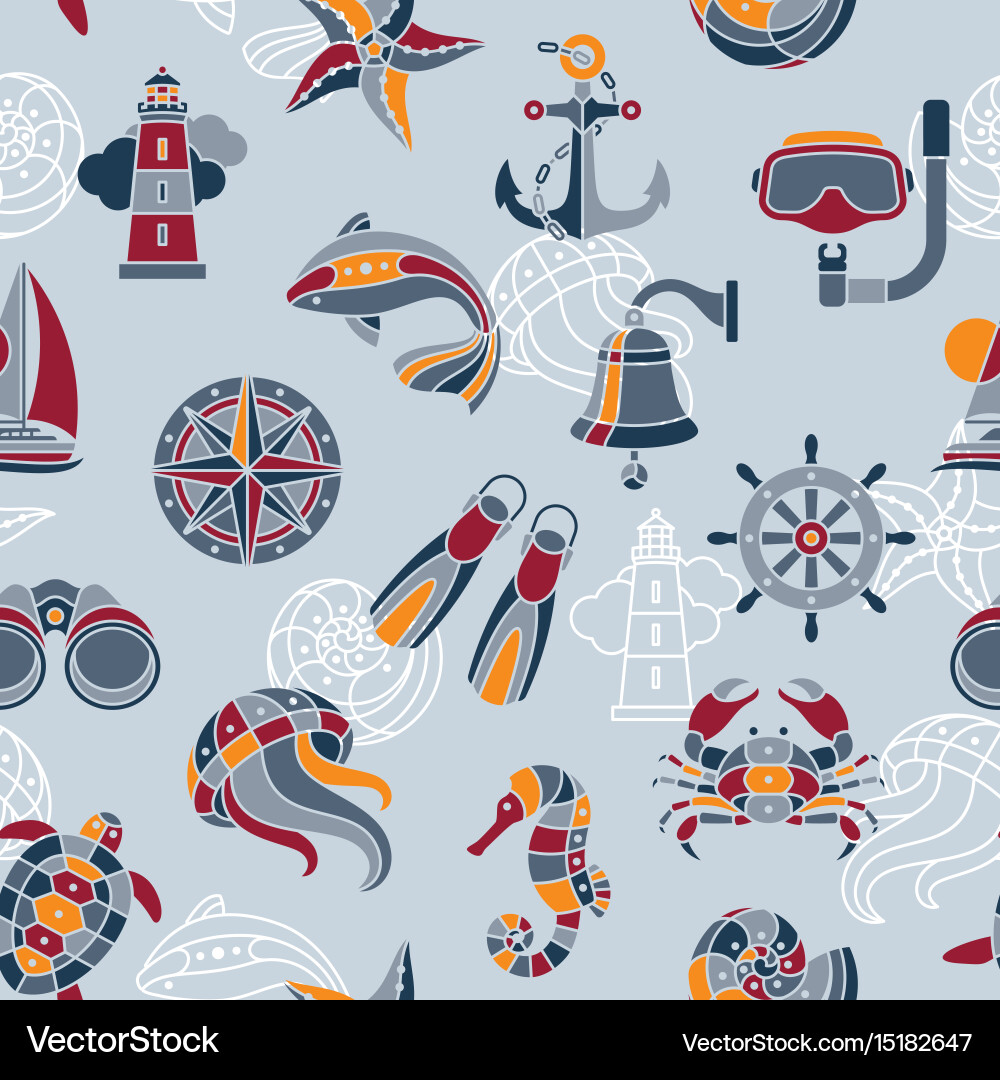 Nautical Seashell Pattern vector image