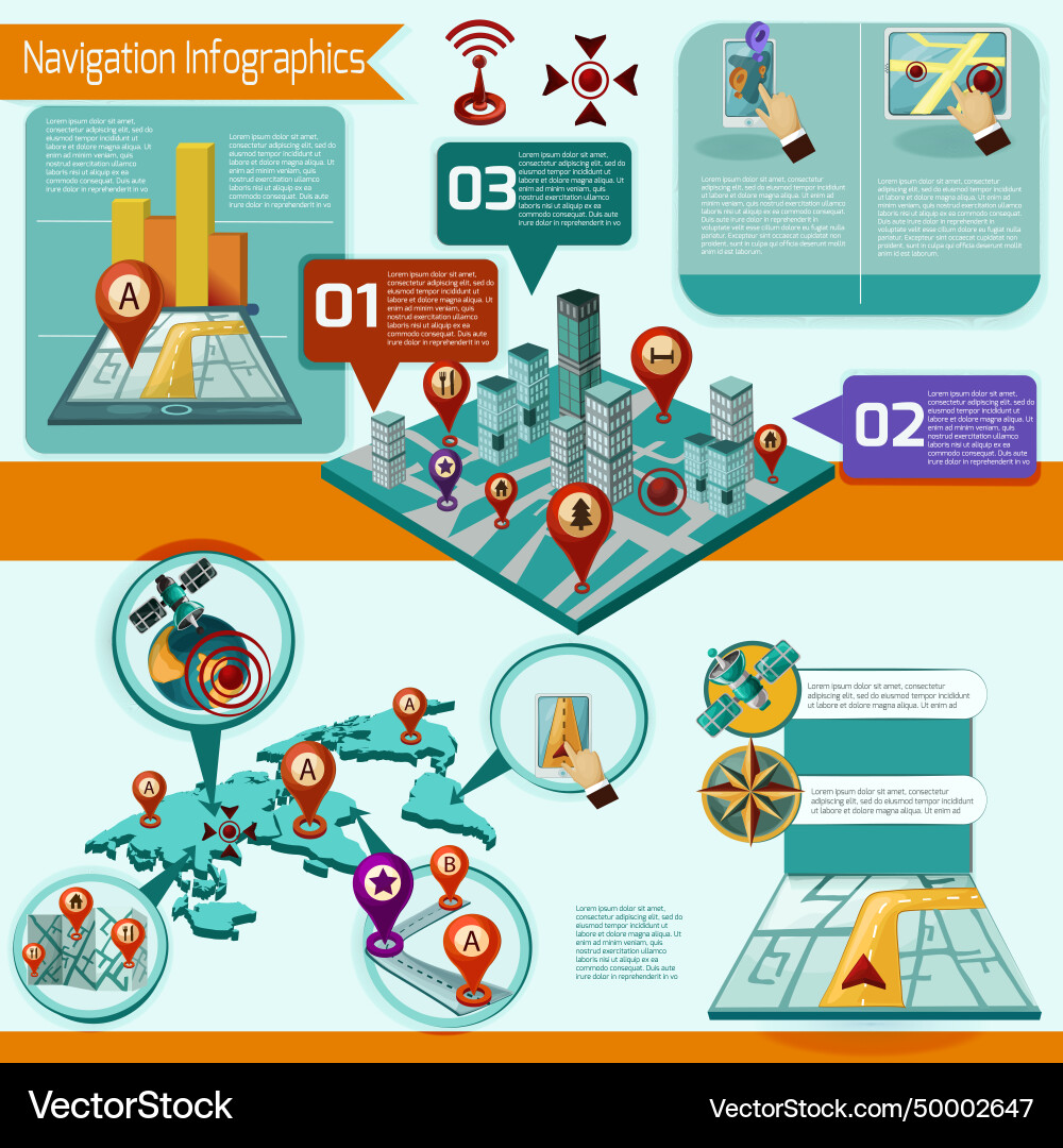Navigation infographic set Navigation infographic set vector image