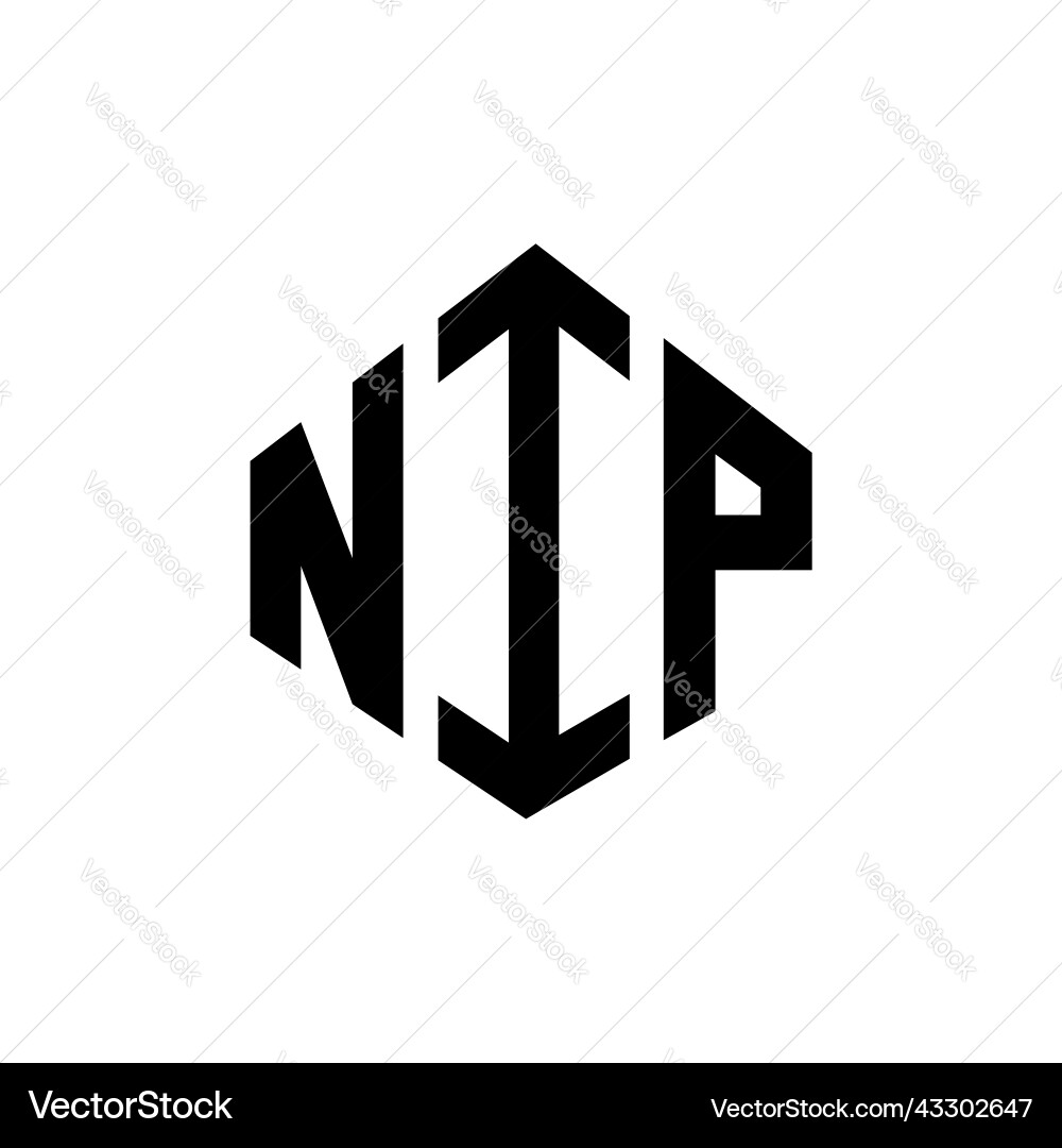 Nip letter logo design with polygon shape vector image