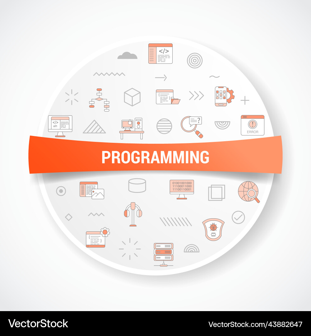 Programming concept with icon round Programming concept with icon round vector image