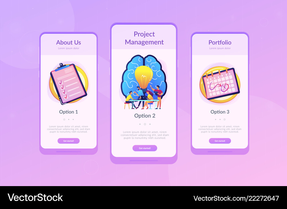 Project management concept app interface template Project management concept app interface template vector image
