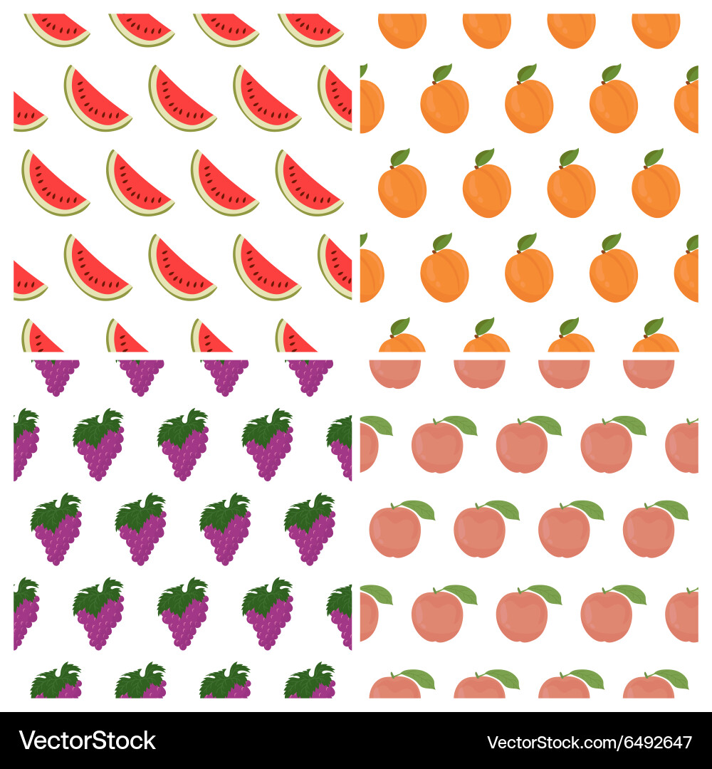 Seamless pattern set with fruits watermelon grape vector image