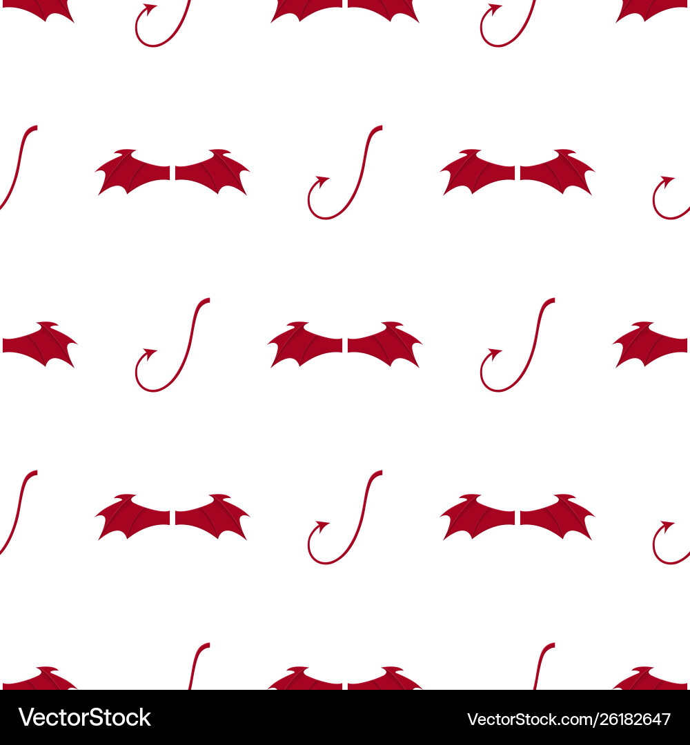 Seamless pattern with red devil wings and tail Seamless pattern with red devil wings and tail vector image