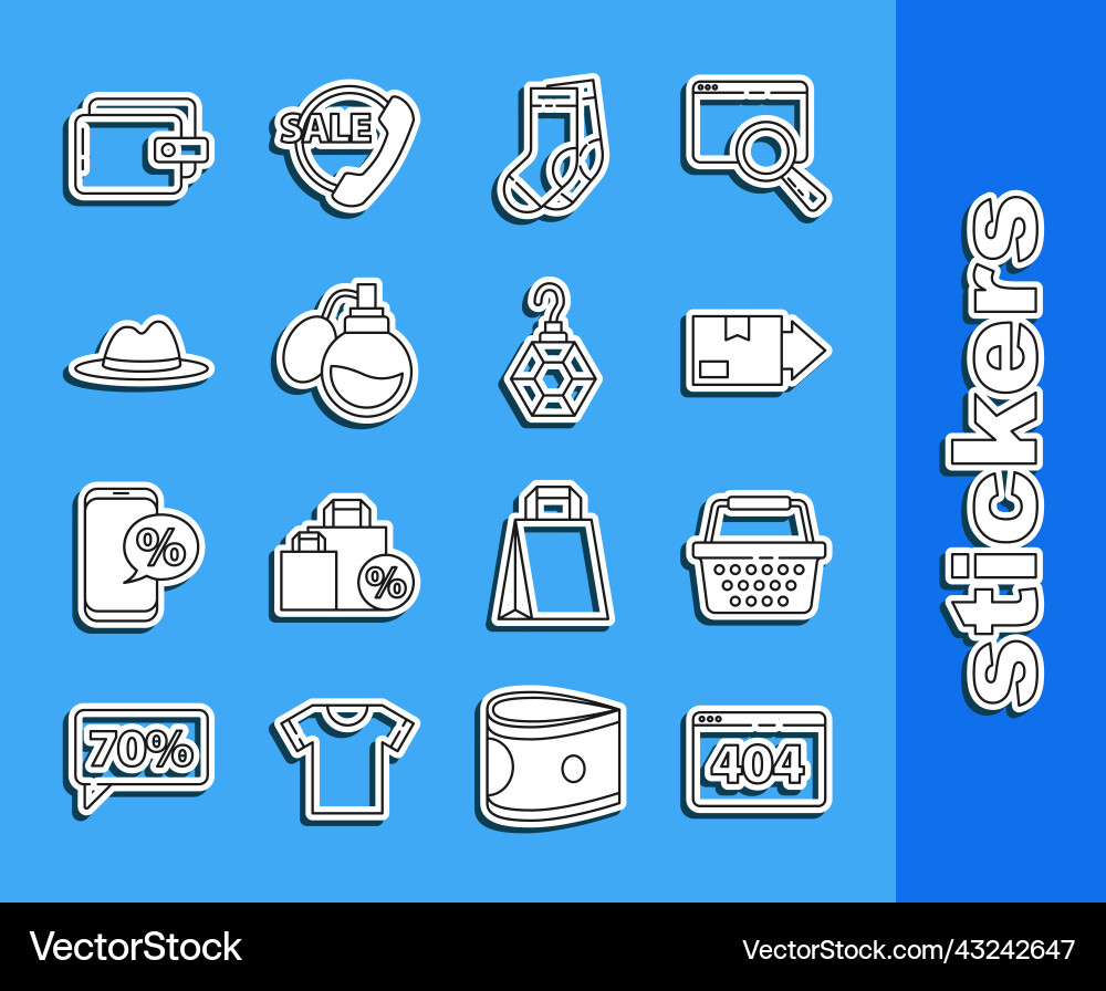 Set line page with a 404 error shopping basket Set line page with a 404 error shopping basket vector image