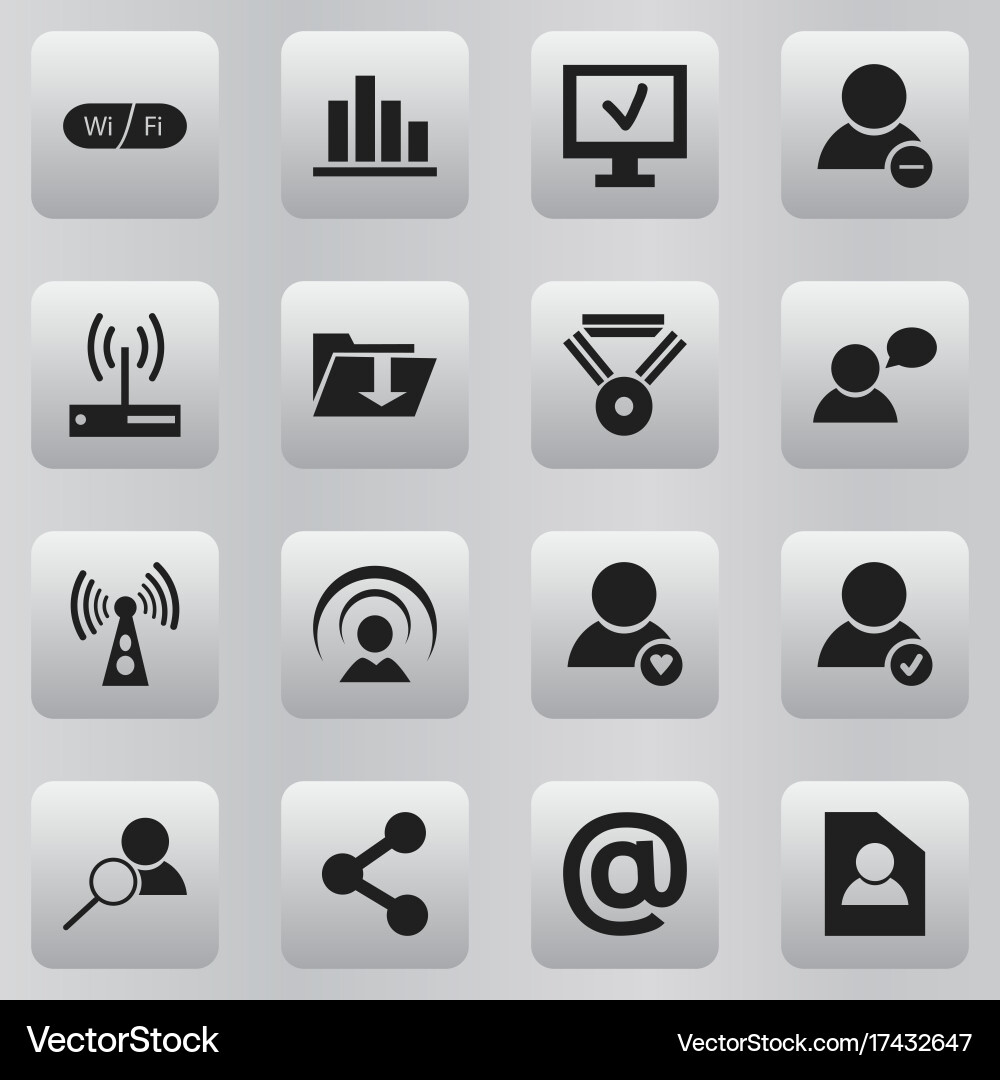 Set of 16 editable network icons includes symbols vector image