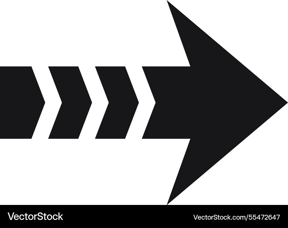 Simple black arrow pointing right with triple Simple black arrow pointing right with triple Vector Image