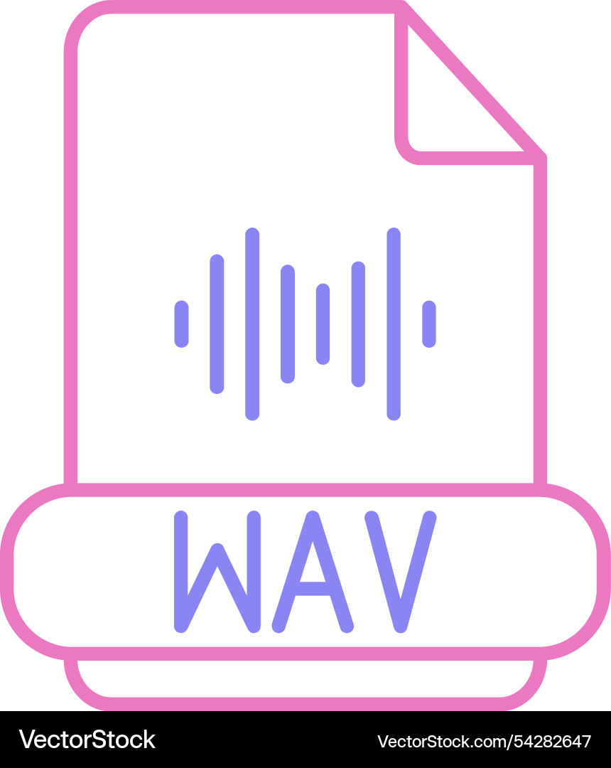 Wav format line two colour icon Vector Image
