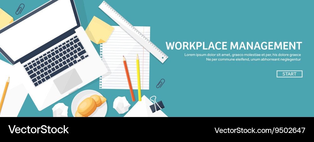 Workplace with table and computer vector image