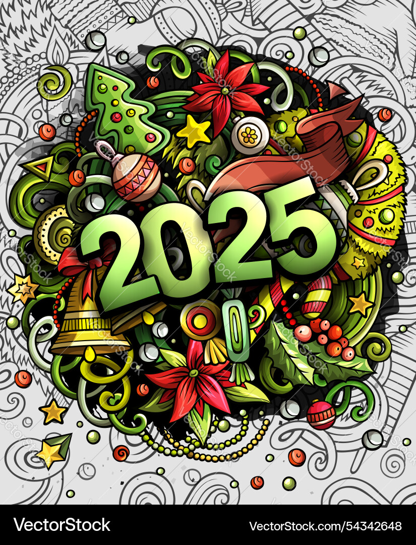 2025 doodles new year objects and elements design 2025 doodles new year objects and elements design vector image