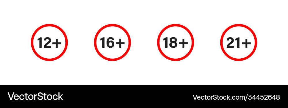 Age rating set icon isolated limit Age rating set icon isolated limit Vector Image