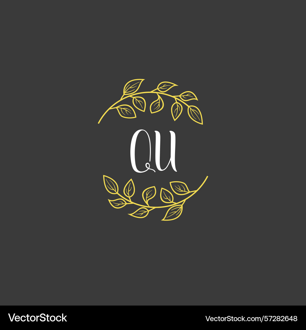 Botanical monogram logos with initial qu Vector Image