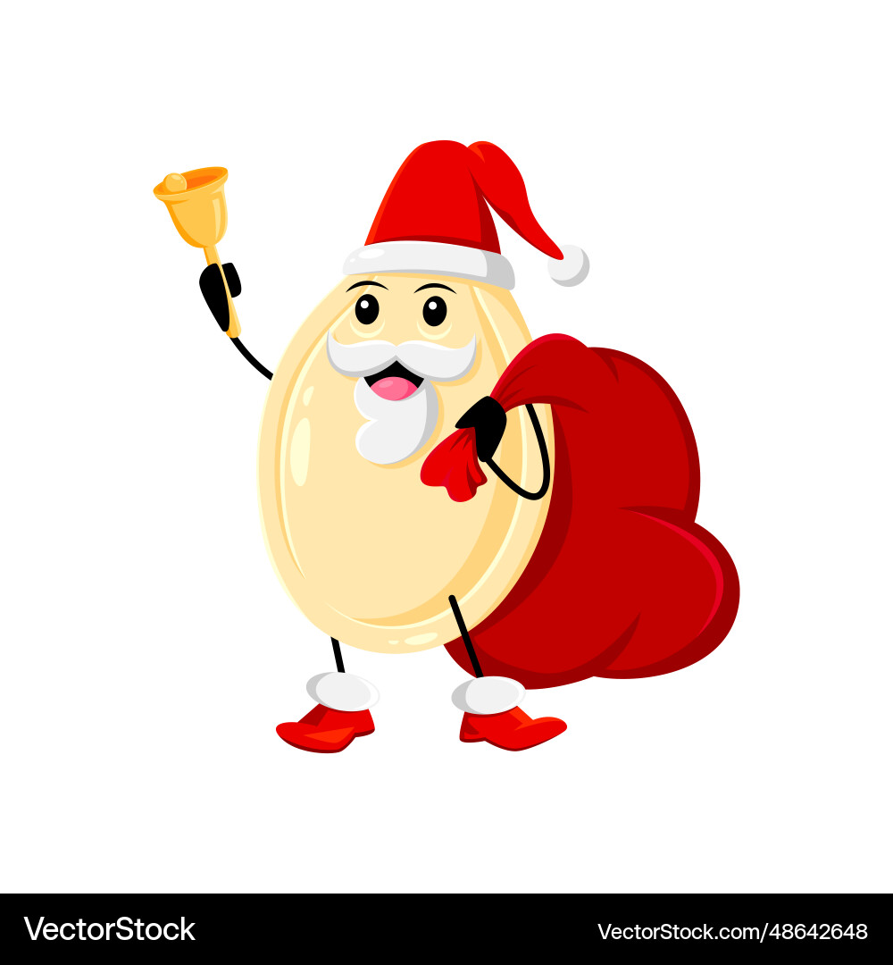 Cartoon christmas pumpkin seed santa rings a bell Cartoon christmas pumpkin seed santa rings a bell vector image