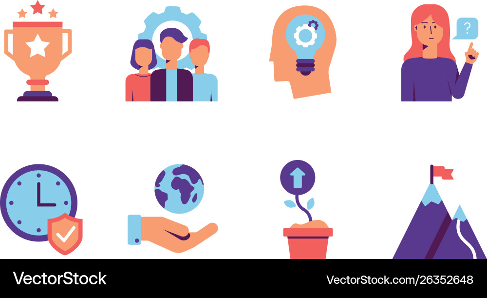 Colorful core values icon set Colorful core values icon set vector image