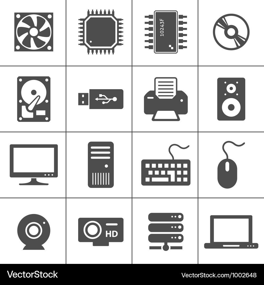 Computer Hardware Icons Set vector image