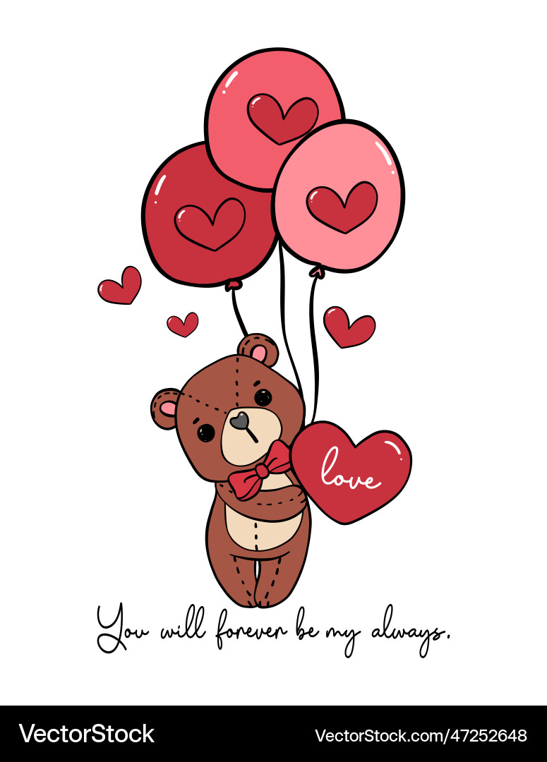 Cute innocence romantic teddy bear with red bow Cute innocence romantic teddy bear with red bow vector image