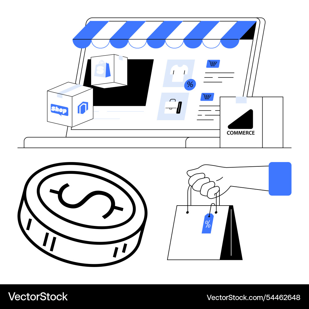 E-commerce platform with online store interface vector image