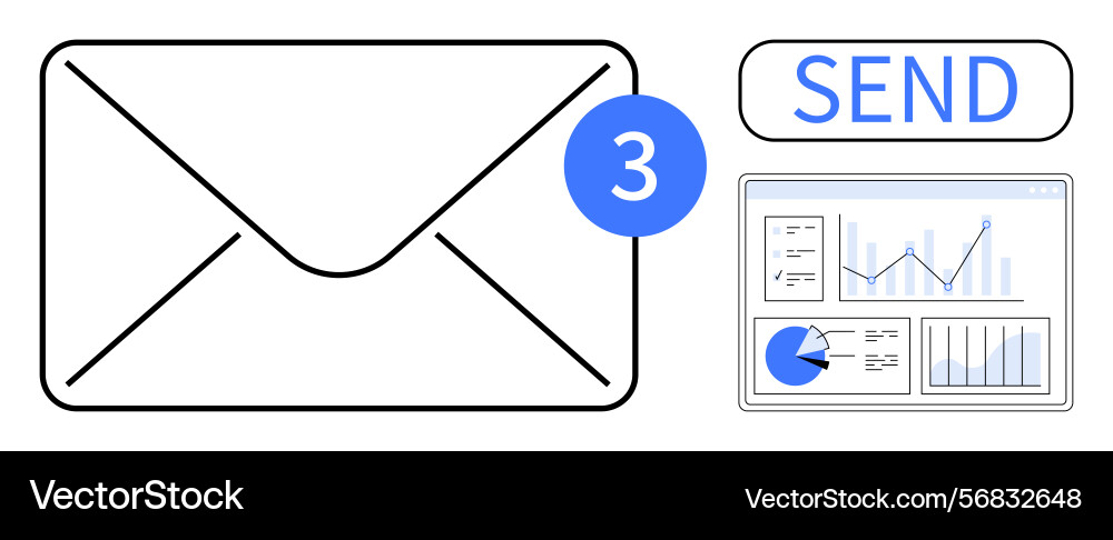 Email notification with analytics dashboard Vector Image