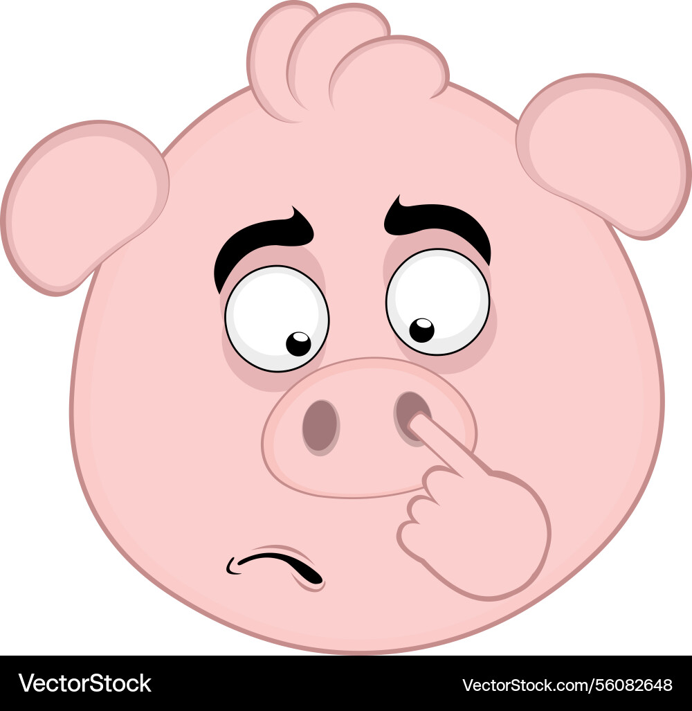 Emoji pig picking nose Vector Image