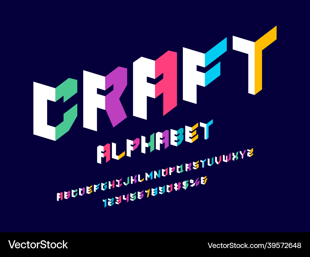 Folded font Royalty Free Vector Image - VectorStock