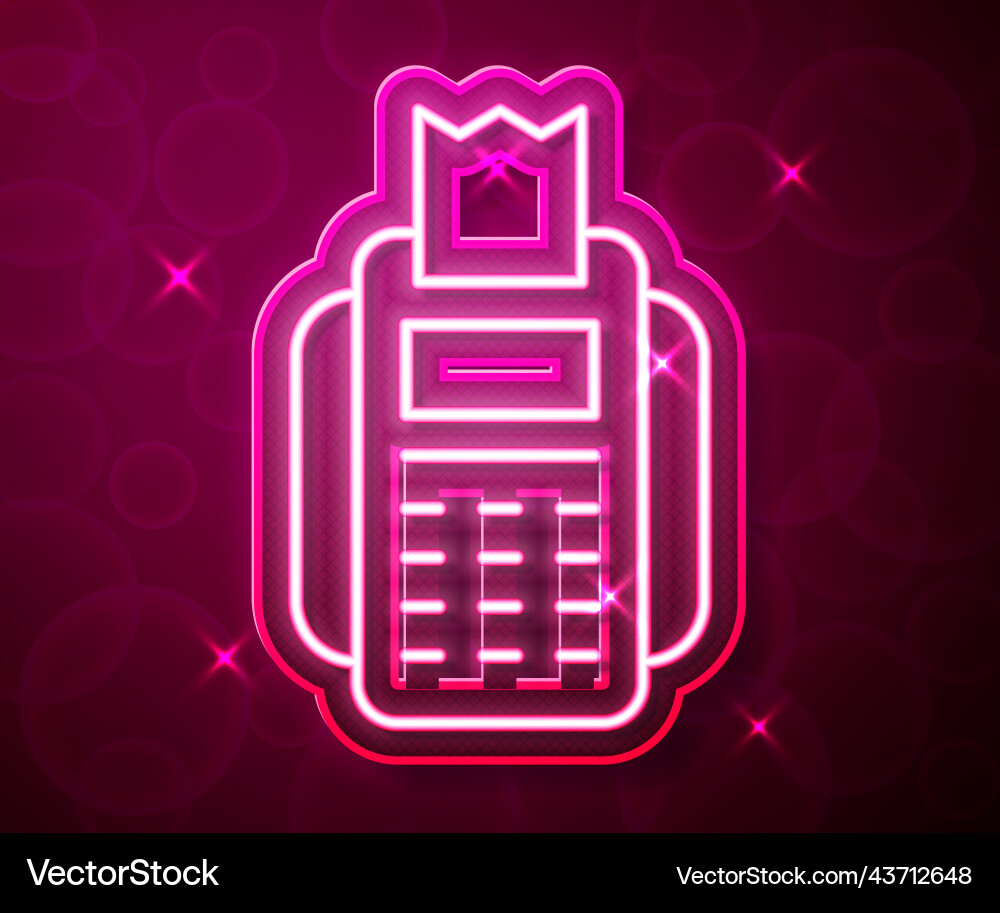 Glowing neon line pos terminal with inserted Glowing neon line pos terminal with inserted vector image