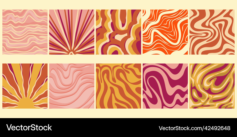 Groovy poster y2k retro background set for print Groovy poster y2k retro background set for print vector image