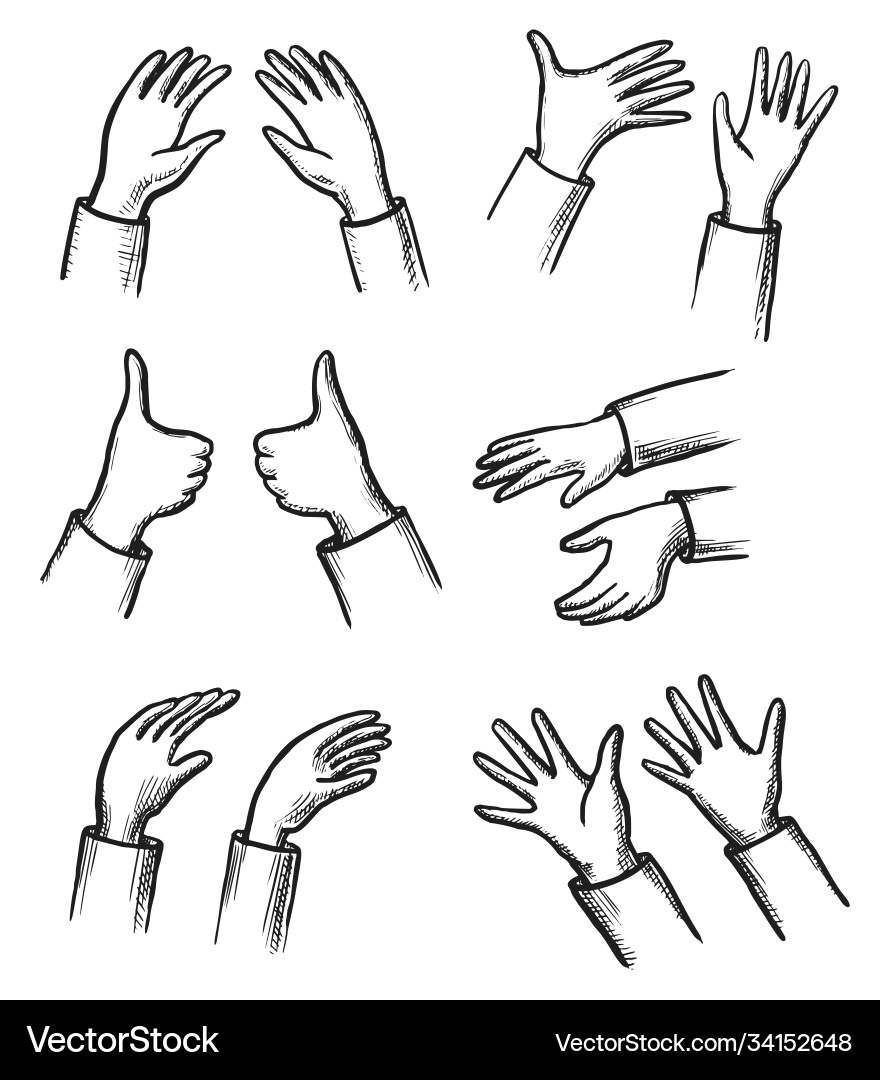 Hand-Paar Gesten Körper Kommunikation Zeichen Skizze Hand-Paar Gesten Körper Kommunikation Zeichen Skizze vektorbild