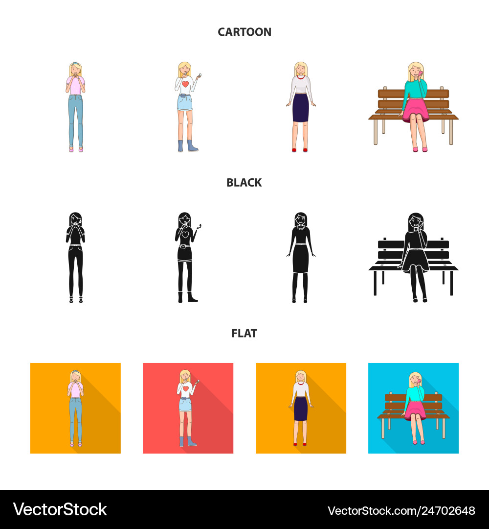 Isolated object of posture and mood logo set Vector Image