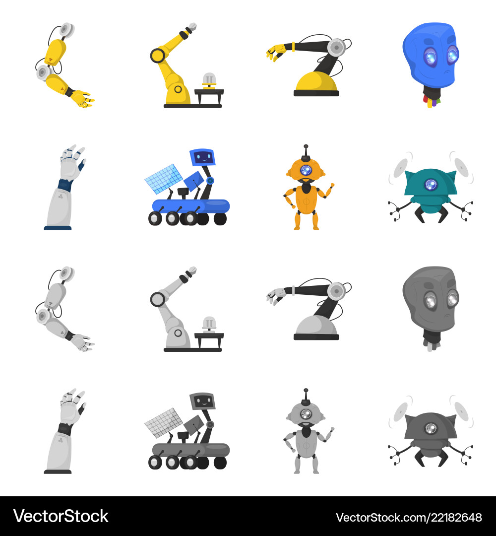 Isolated object of robot and factory icon Isolated object of robot and factory icon vector image