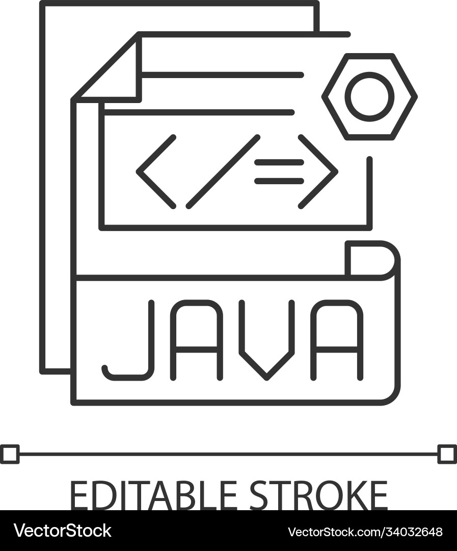 Java file pixel perfect linear icon vector image