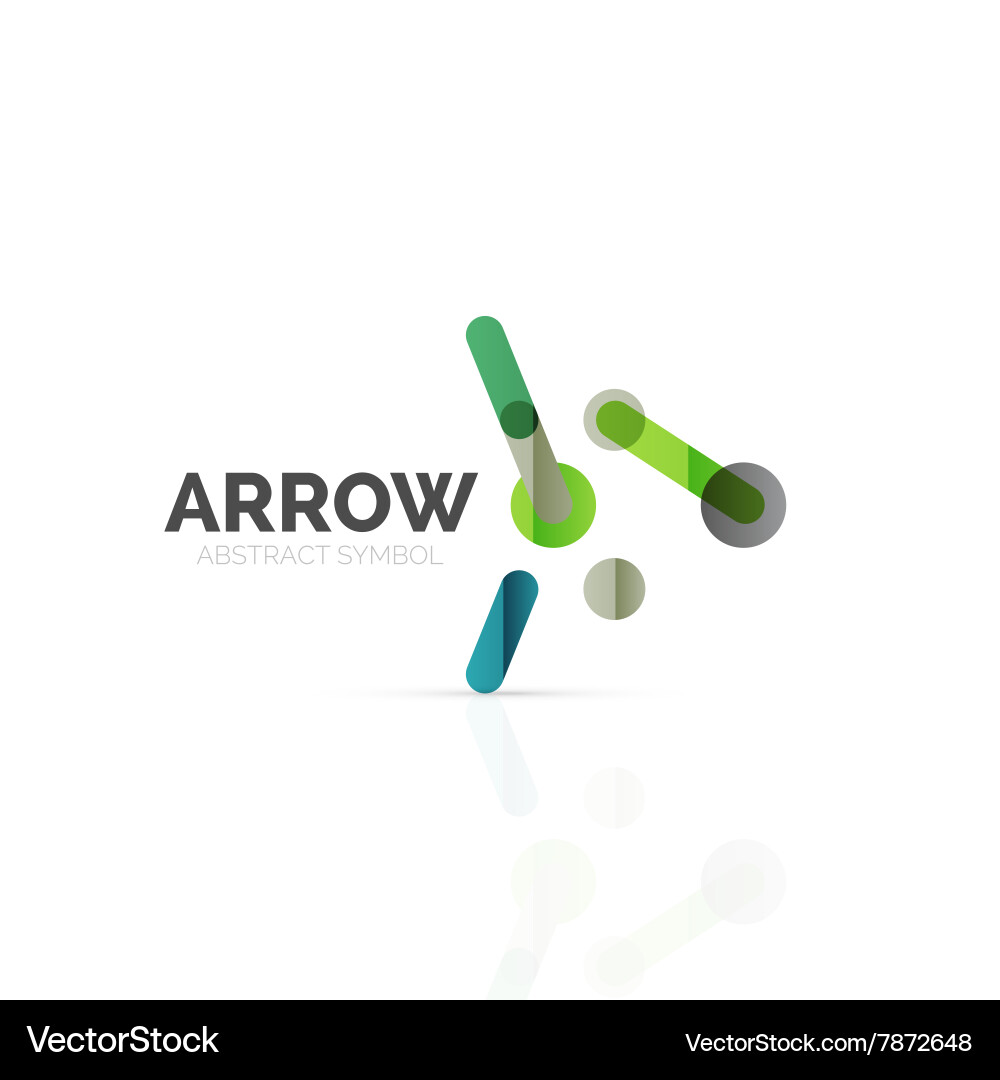 Linear arrow abstract logo connected multicolored vector image