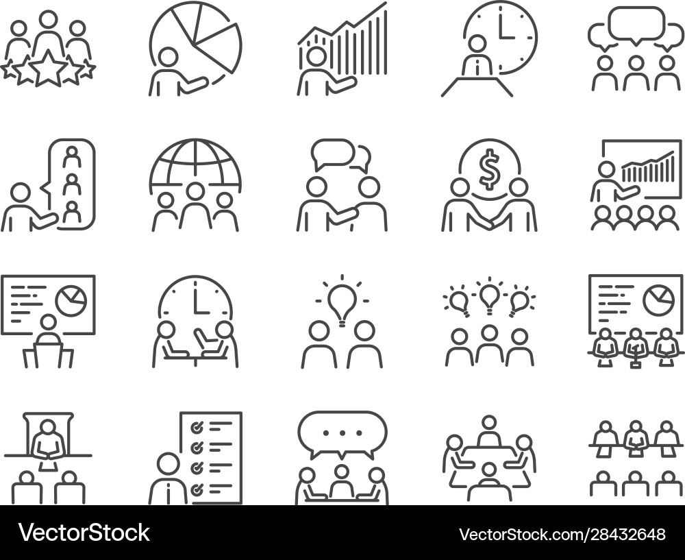 Meeting Icon Set - Collaboration Vector Image