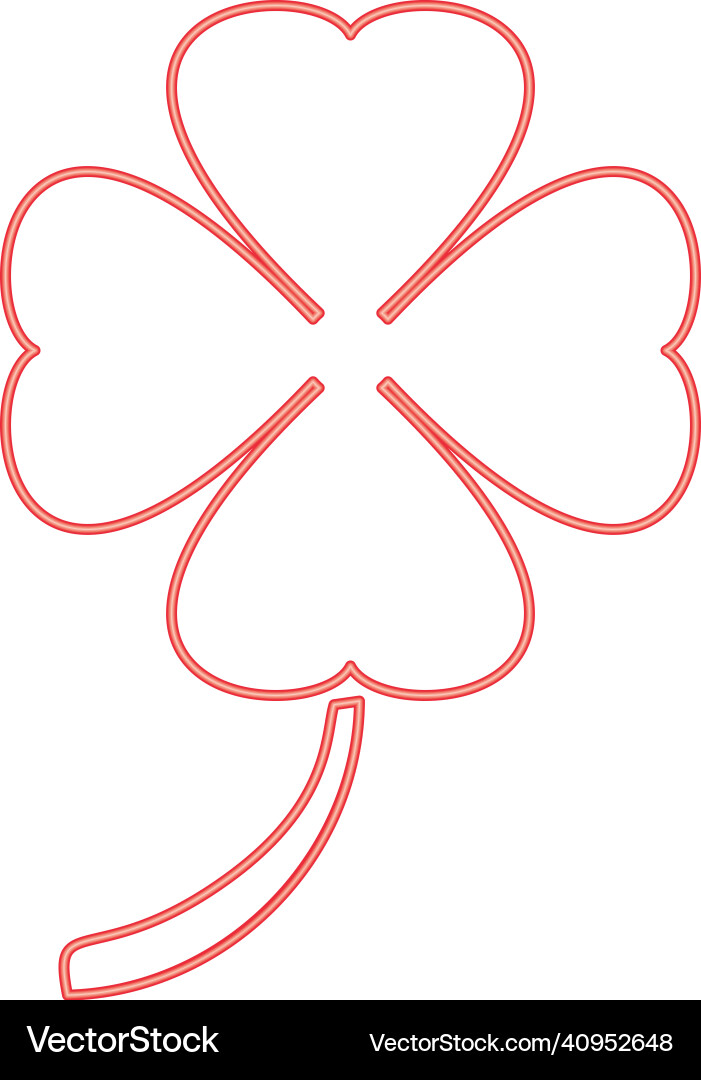 Neon clover red color image flat style Vector Image